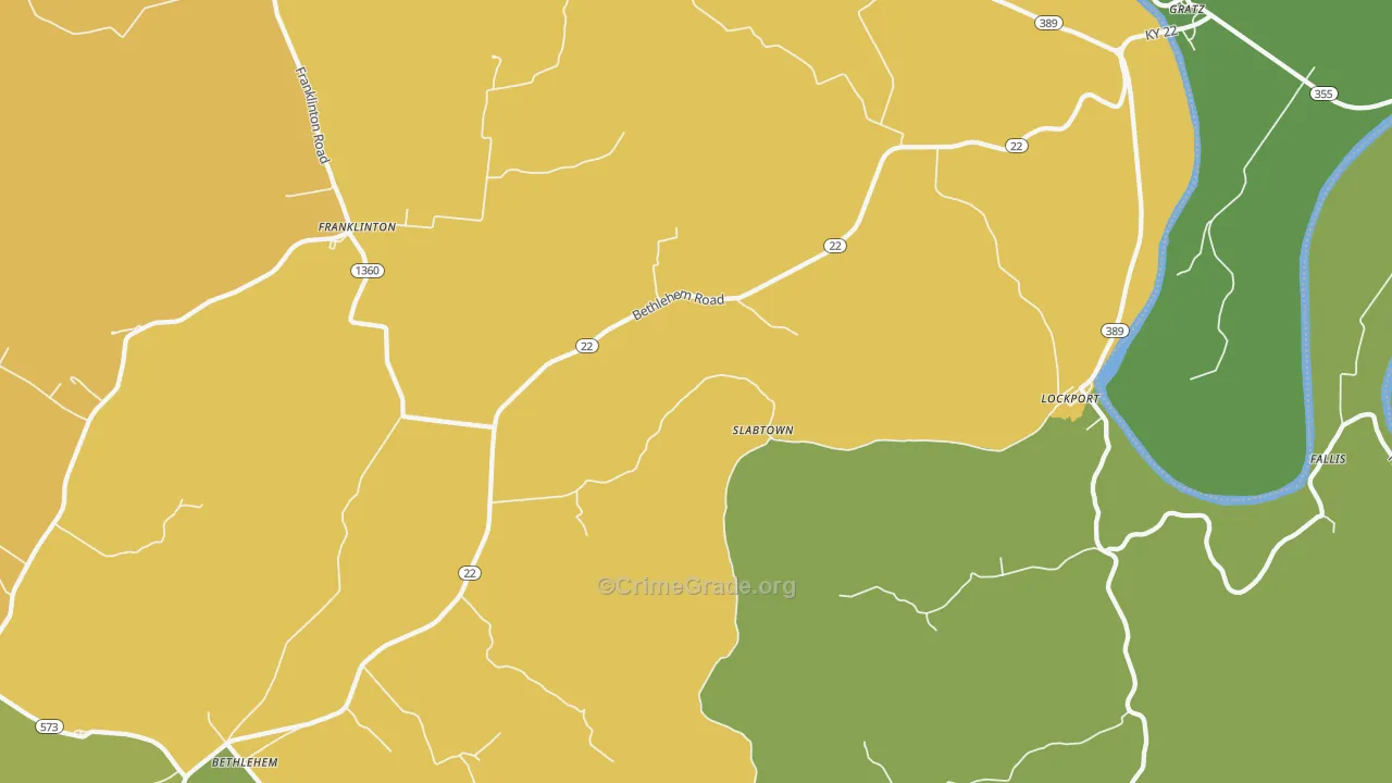 Bethlehem, KY Map of Murder Rates