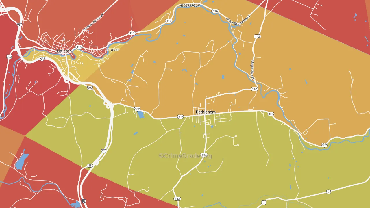 Bethlehem, NH Map of Murder Rates