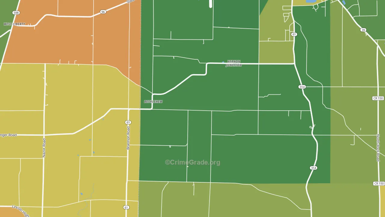 Bethlehem, OH Map of Murder Rates