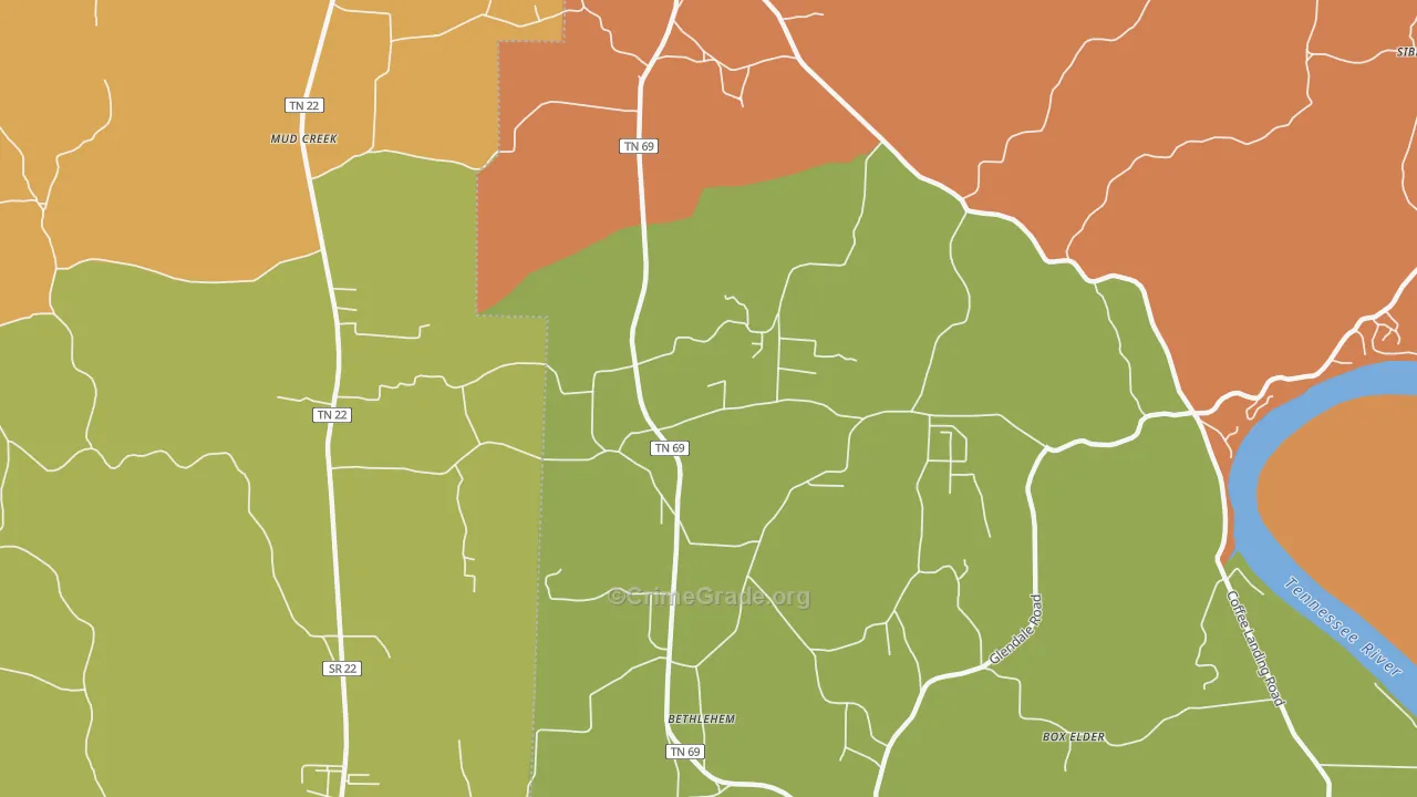 Bethlehem, TN Map of Murder Rates