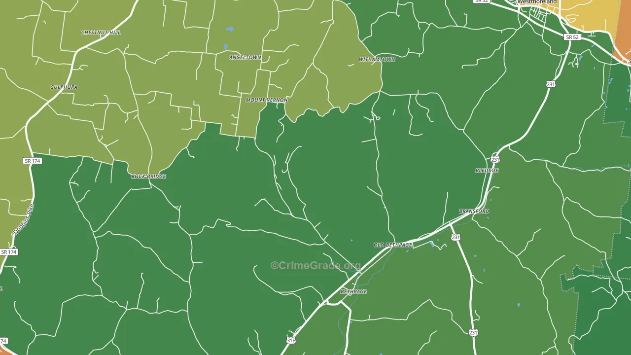 Bethpage, TN Map of Murder Rates