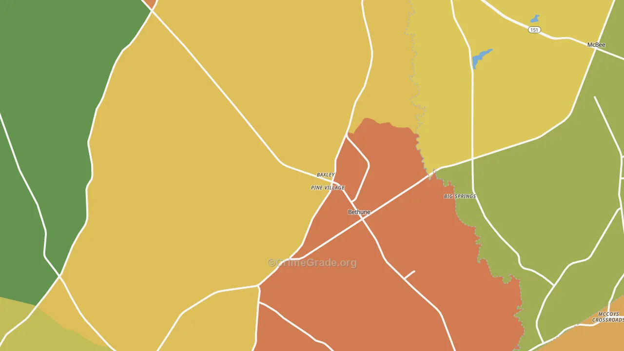 Bethune, SC Map of Murder Rates