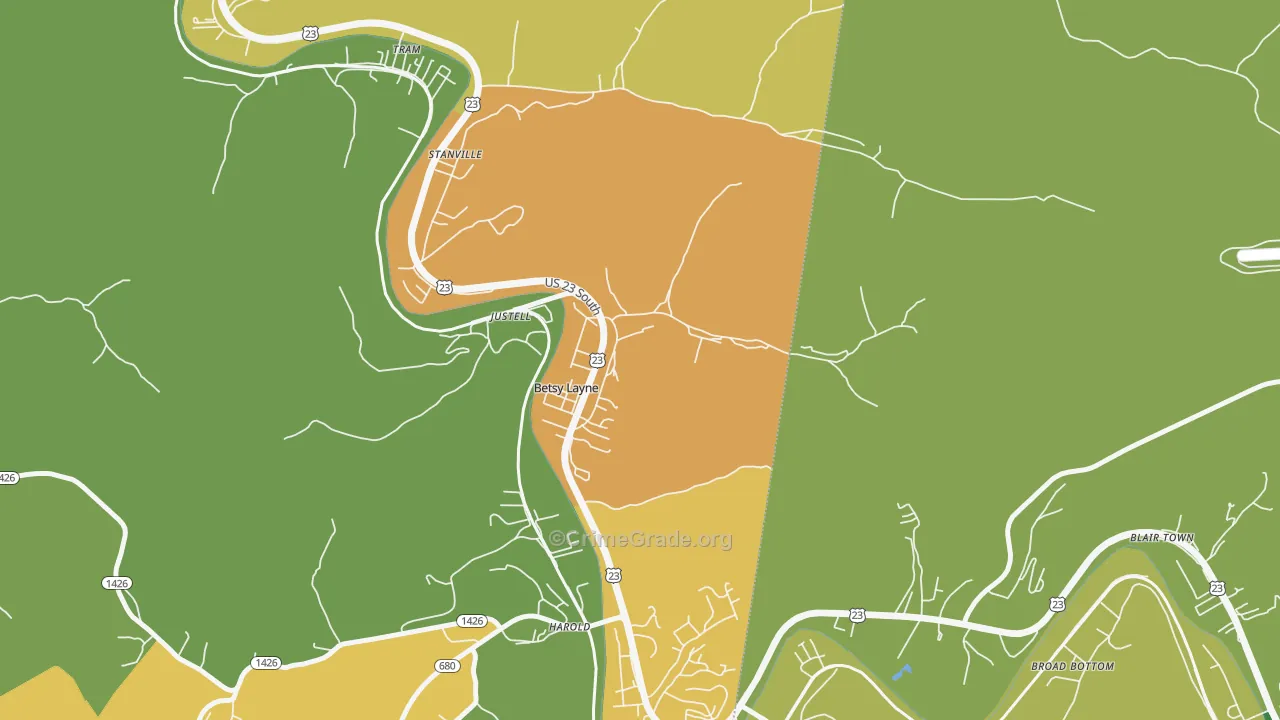 Betsy Layne, KY Map of Murder Rates