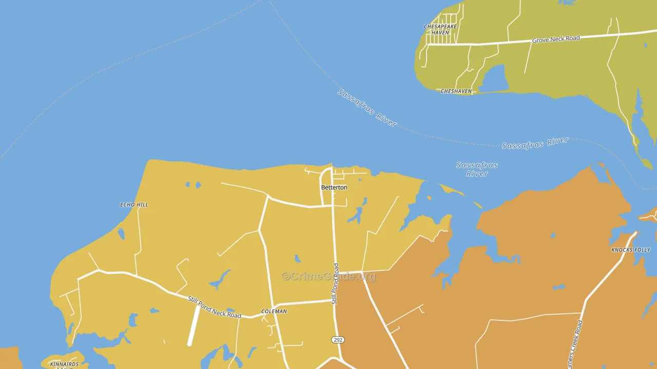 Betterton, MD Map of Murder Rates