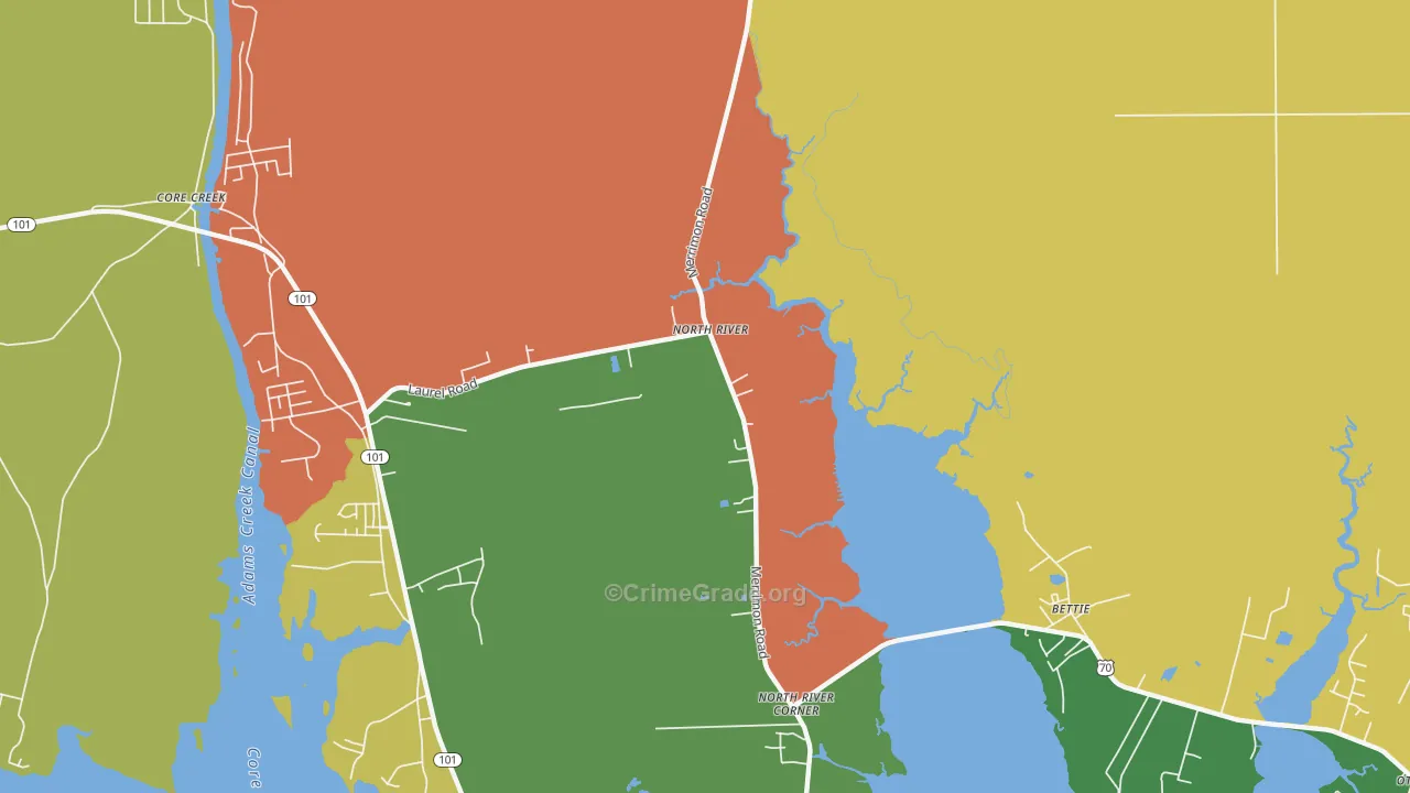 Bettie, NC Map of Murder Rates