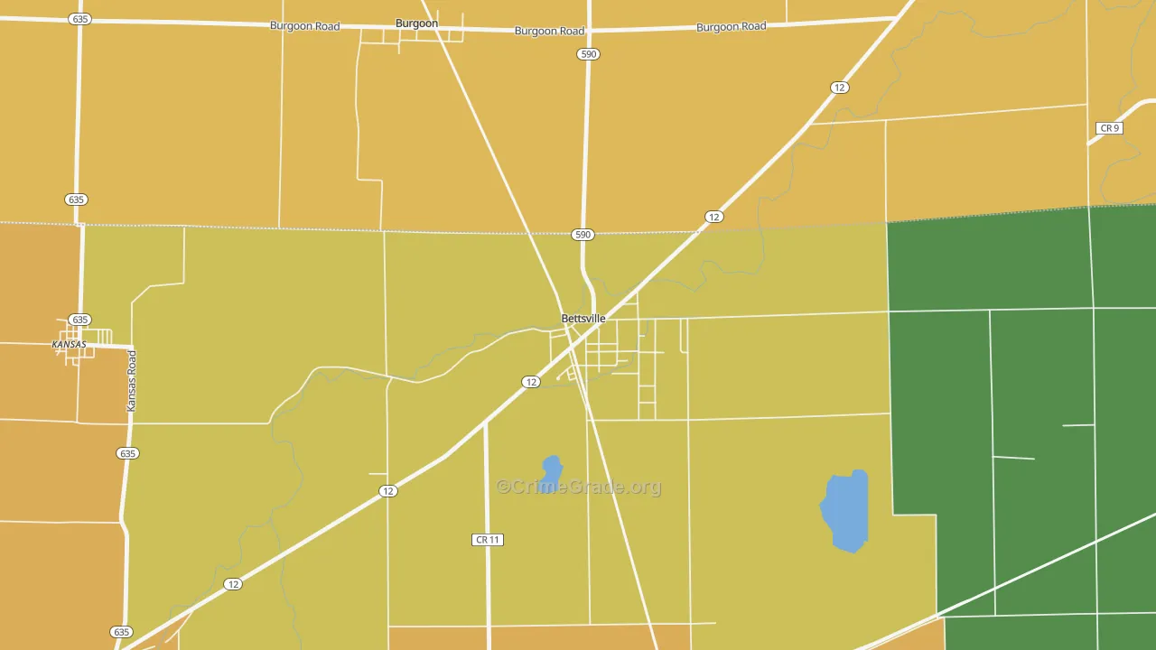 Bettsville, OH Map of Murder Rates