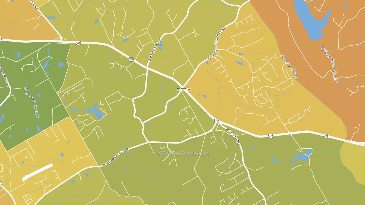 Between, GA Map of Murder Rates