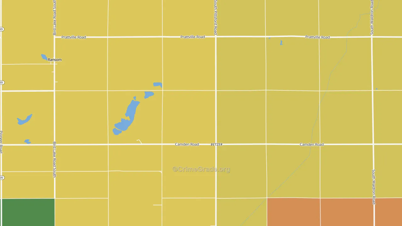 Betzer, MI Map of Murder Rates