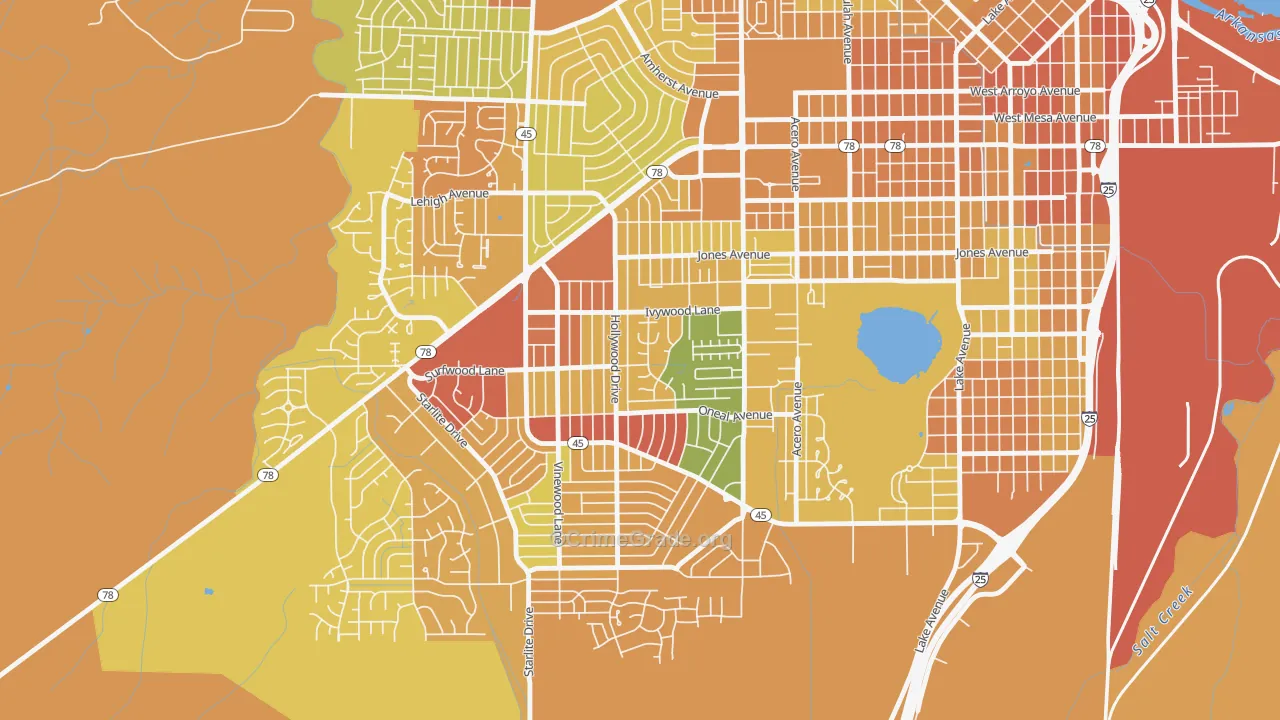 Beulah Heights, Pueblo, CO Map of Murder Rates