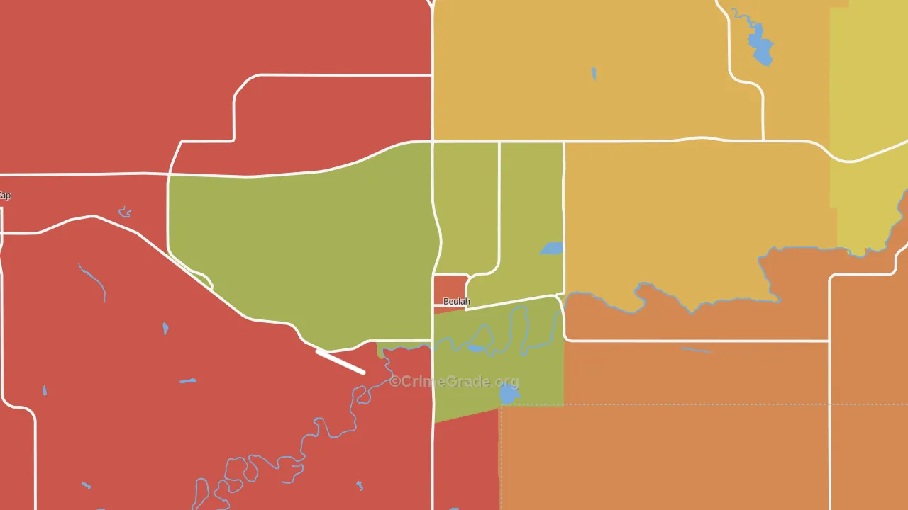 Beulah, ND Map of Murder Rates
