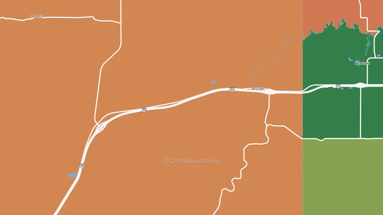 Beulah, WY Map of Murder Rates