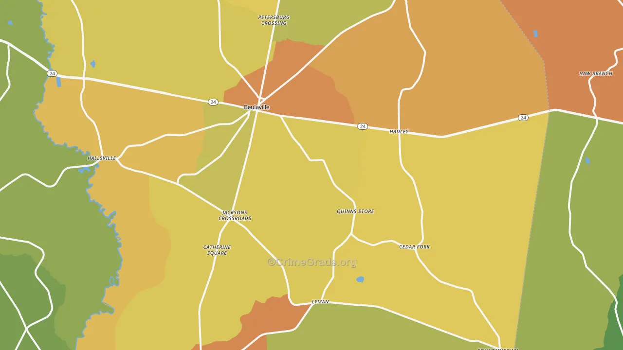Beulaville, NC Map of Murder Rates