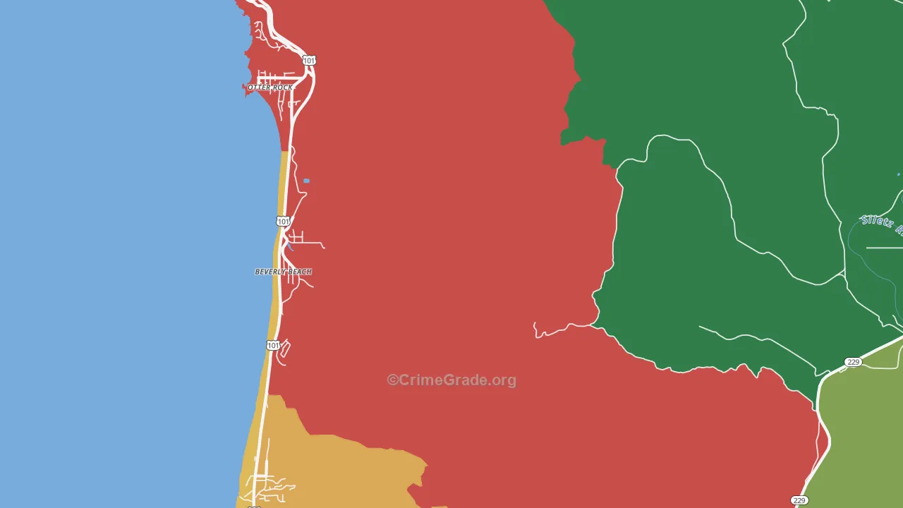 Beverly Beach, OR Map of Murder Rates