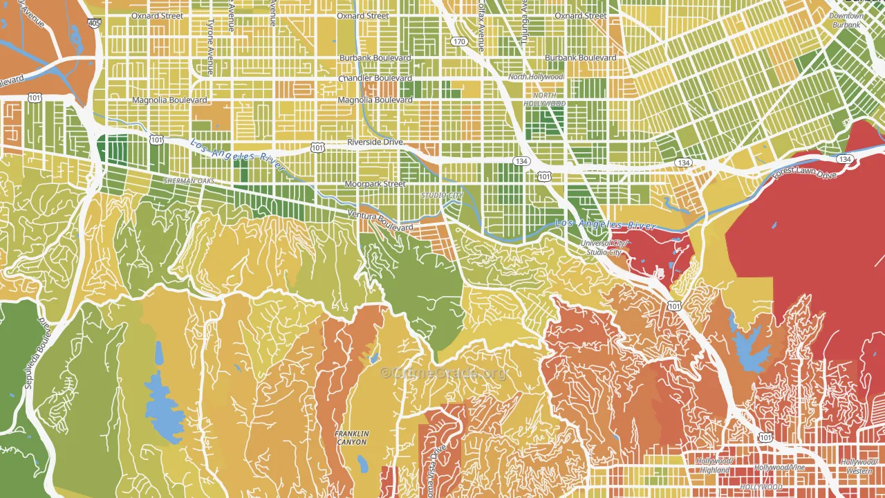 Beverly Glen, Studio City, CA Map of Murder Rates