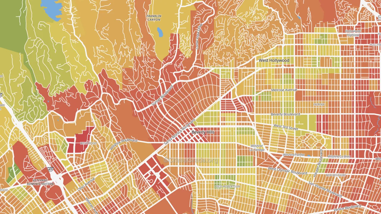 Beverly Hills, CA Map of Murder Rates