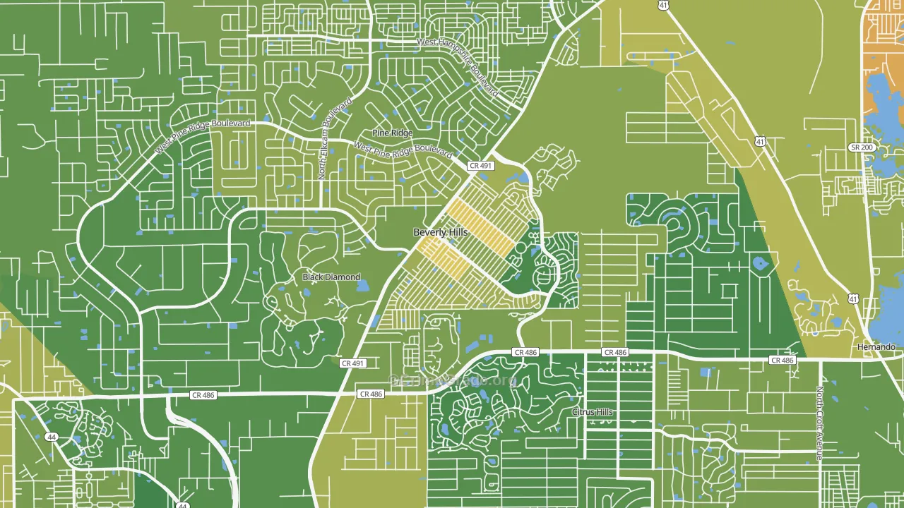 Beverly Hills, FL Map of Murder Rates