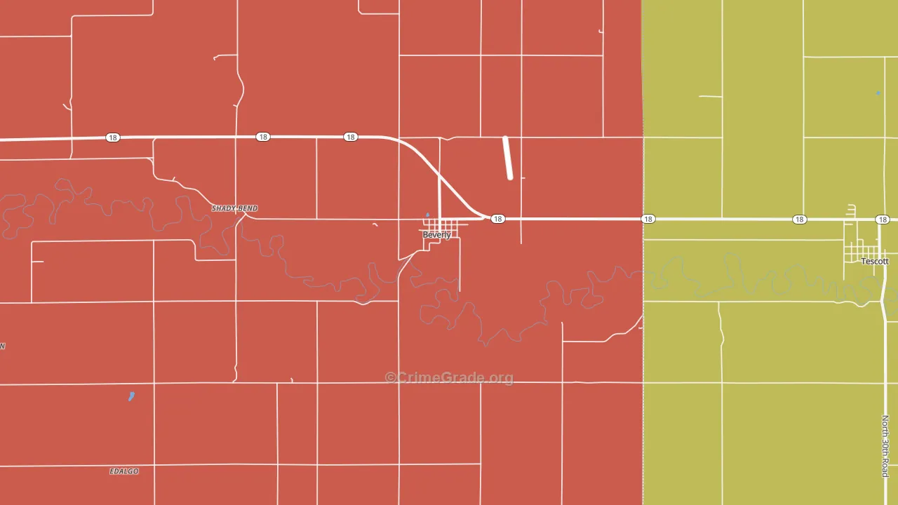 Beverly, KS Map of Murder Rates