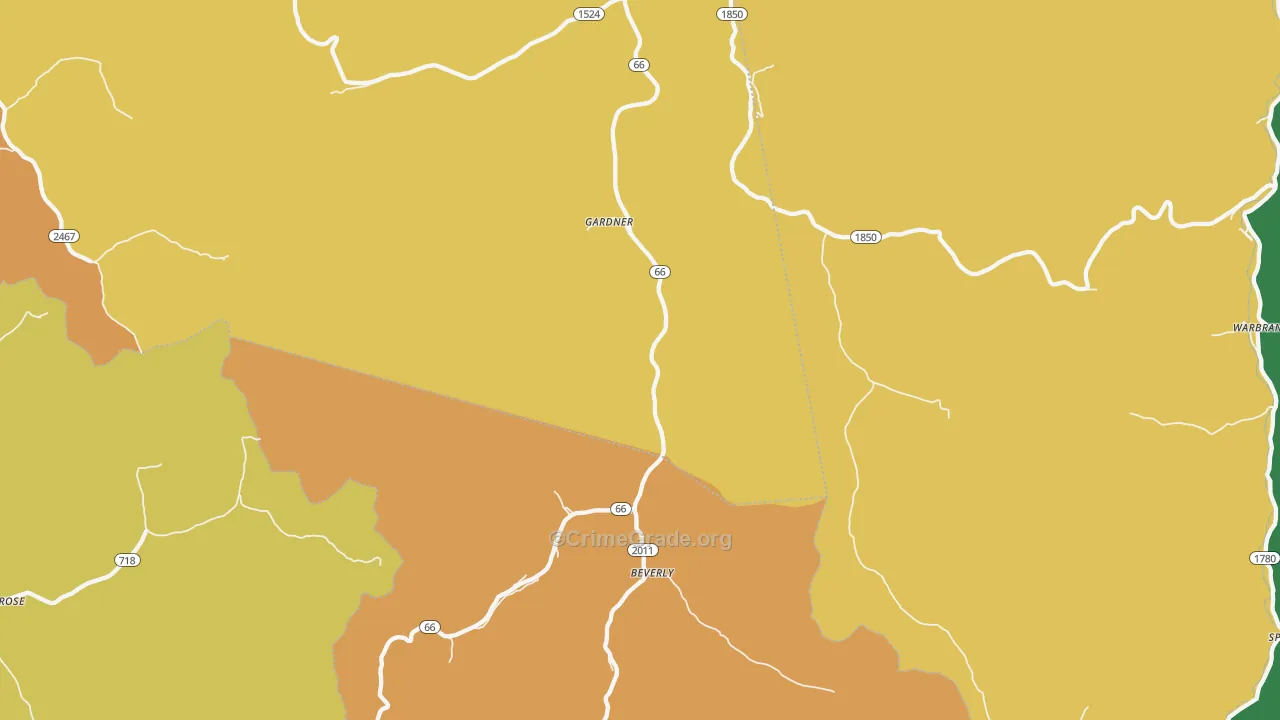 Beverly, KY Map of Murder Rates