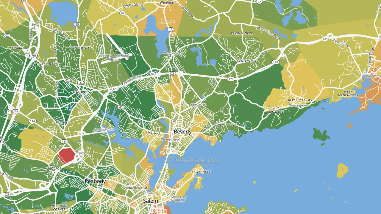 Beverly, MA Map of Murder Rates
