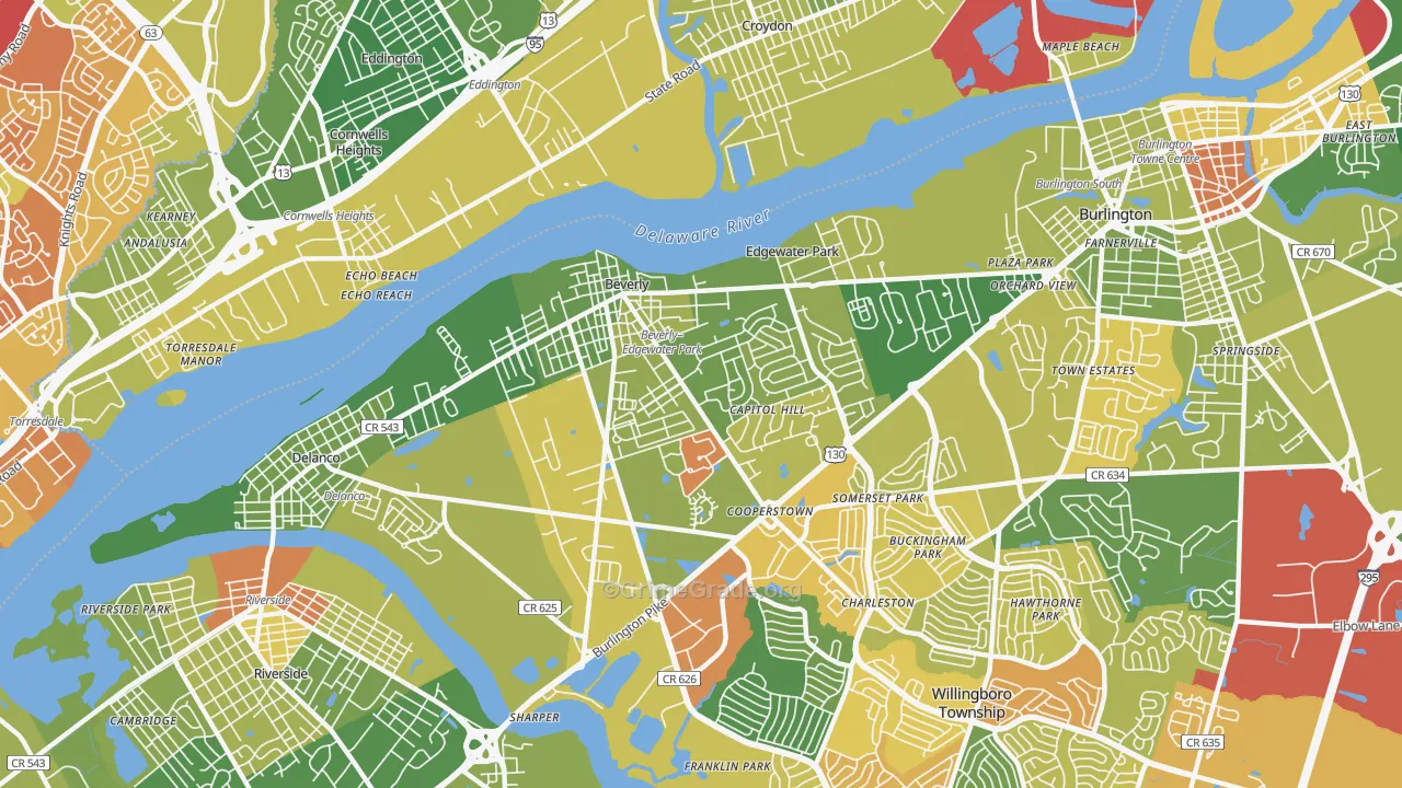 Beverly, NJ Map of Murder Rates