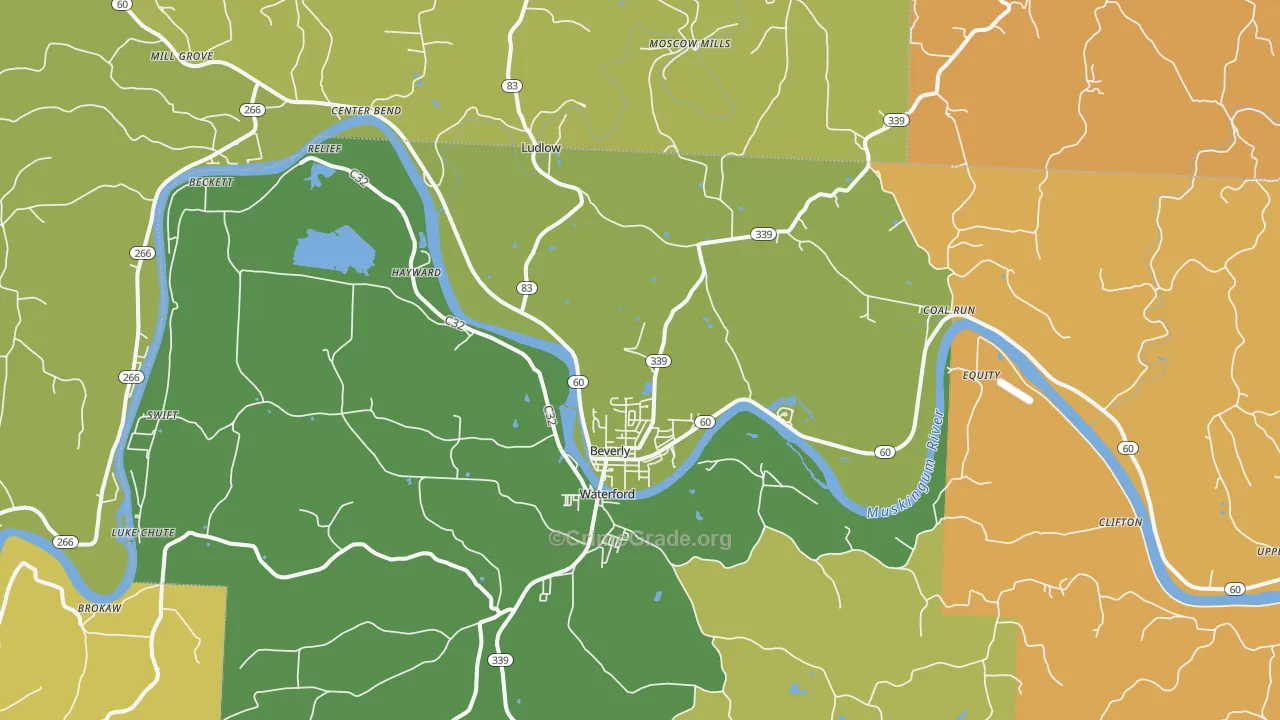 Beverly, OH Map of Murder Rates