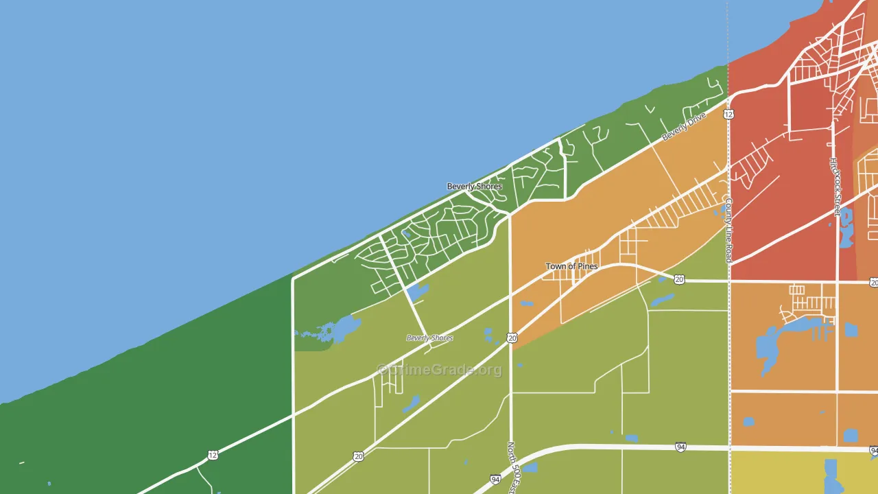 Beverly Shores, IN Map of Murder Rates