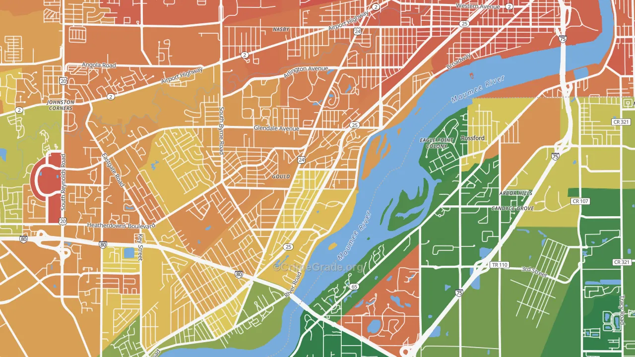 Beverly, Toledo, OH Map of Murder Rates