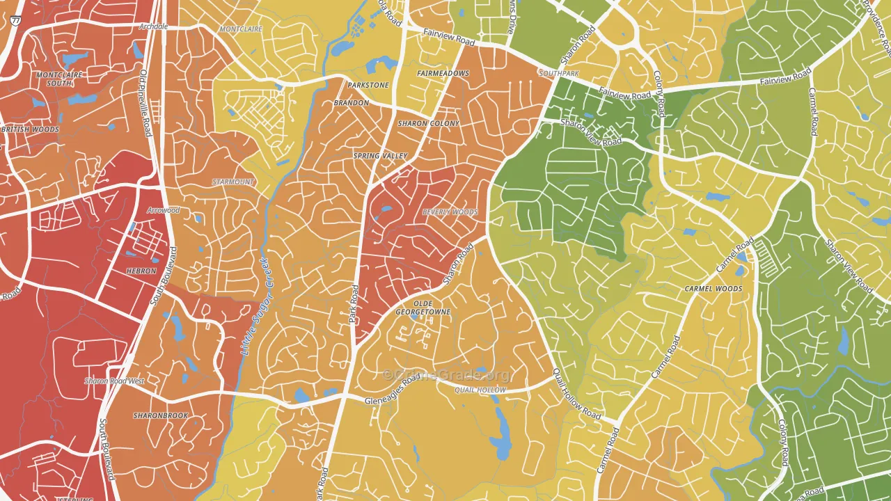 Beverly Woods, Charlotte, NC Map of Murder Rates