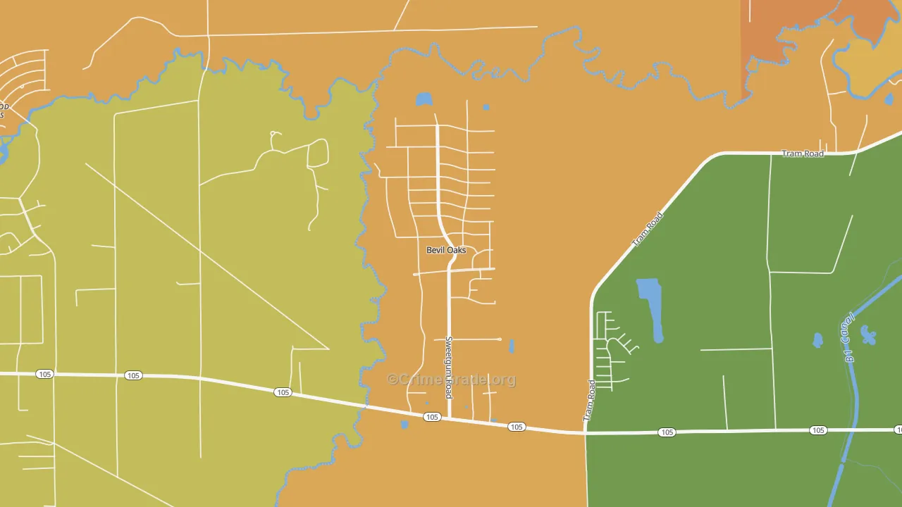 Bevil Oaks, TX Map of Murder Rates