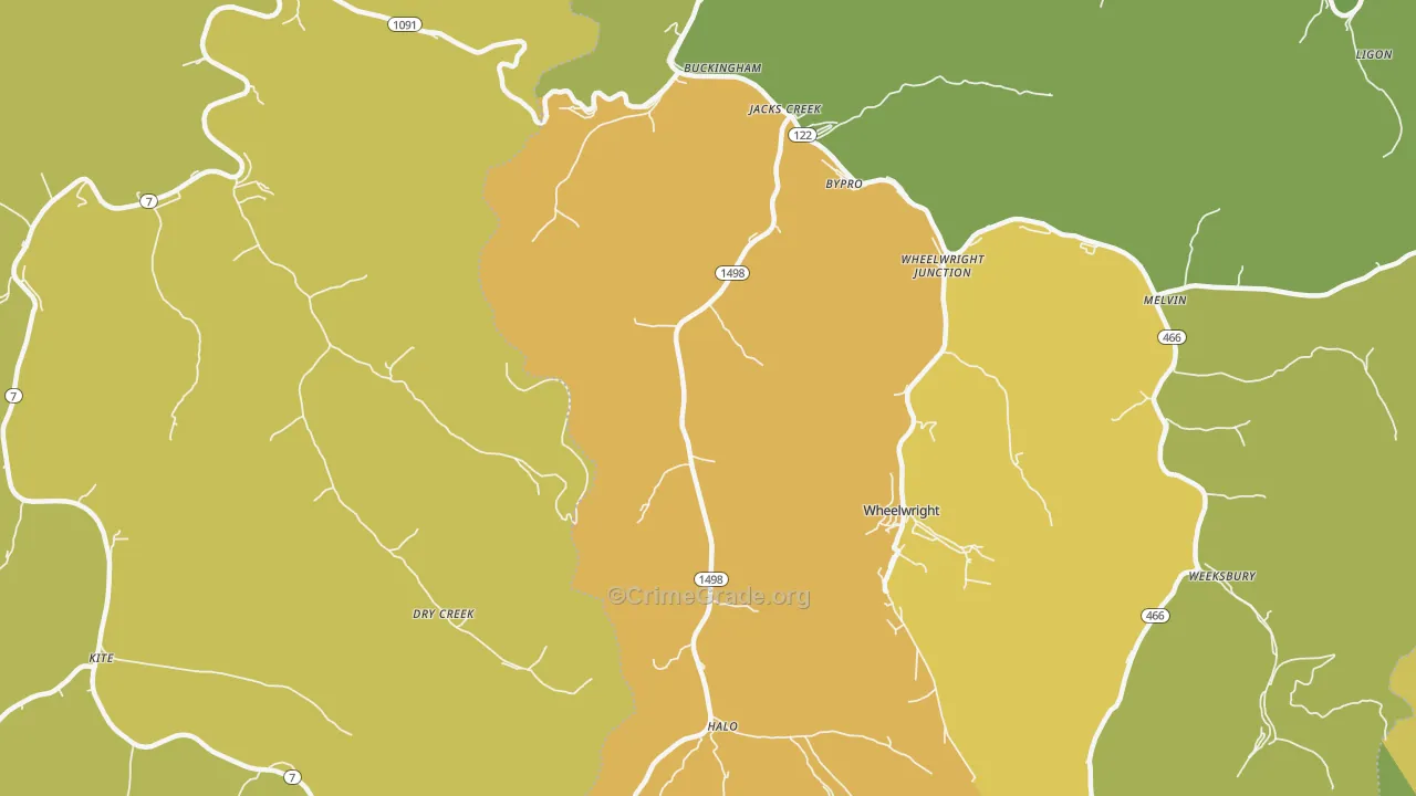 Bevinsville, KY Map of Murder Rates