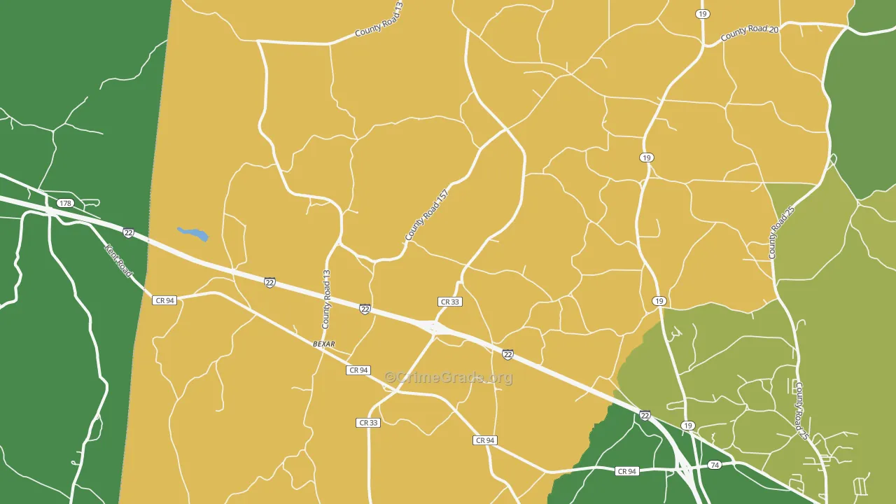 Bexar, AL Map of Murder Rates