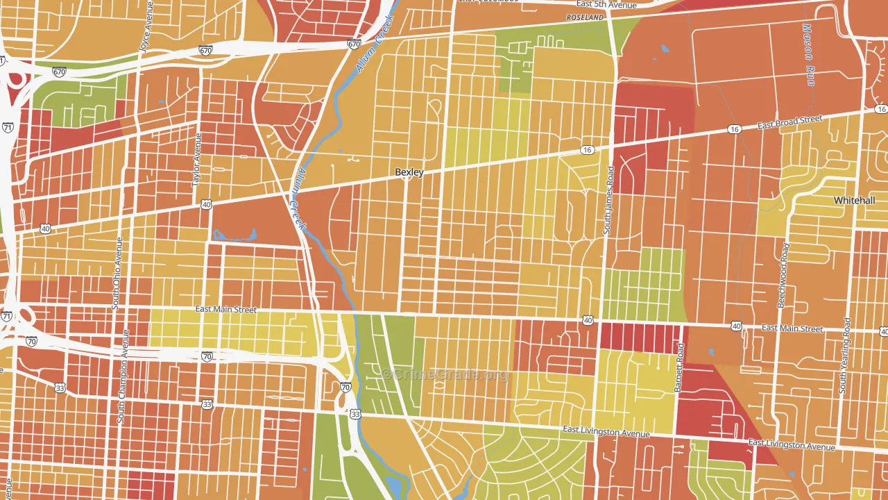 Bexley, OH Map of Murder Rates
