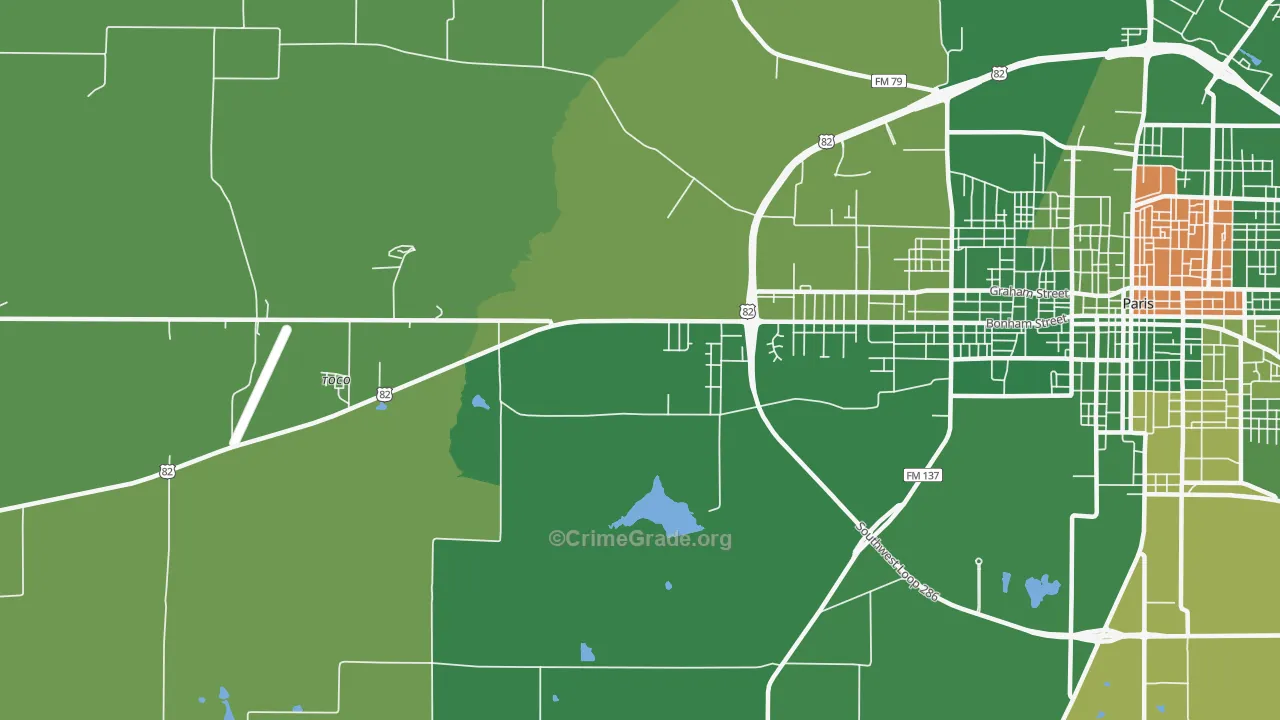 Biardstown, TX Map of Murder Rates