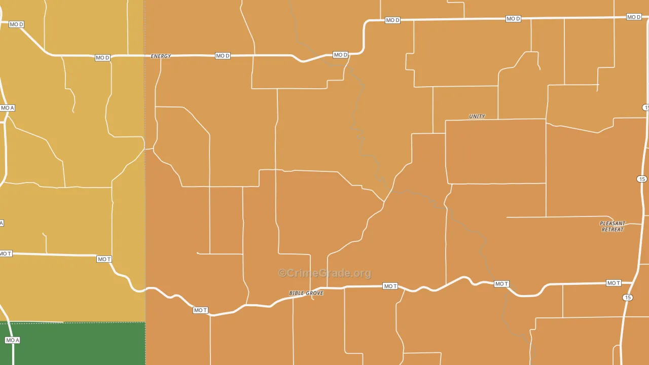 Bible Grove, MO Map of Murder Rates