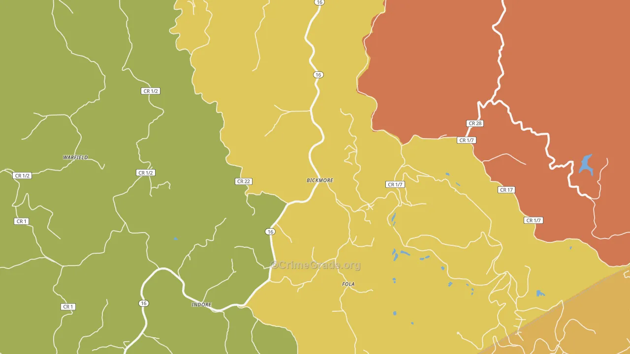 Bickmore, WV Map of Murder Rates