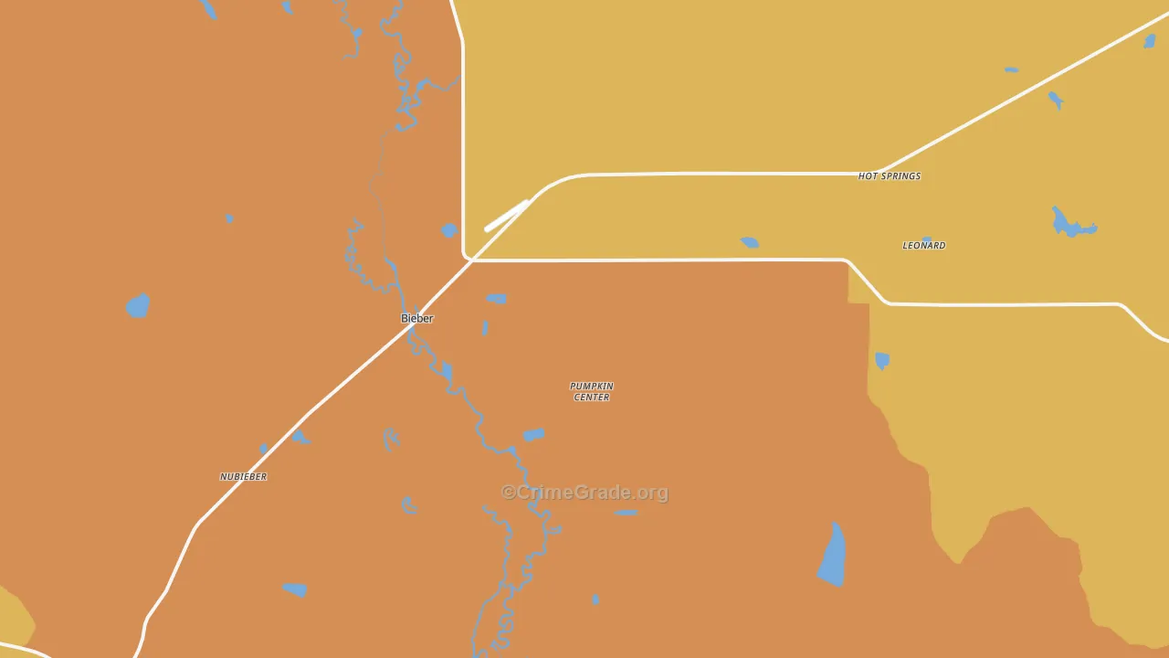Bieber, CA Map of Murder Rates