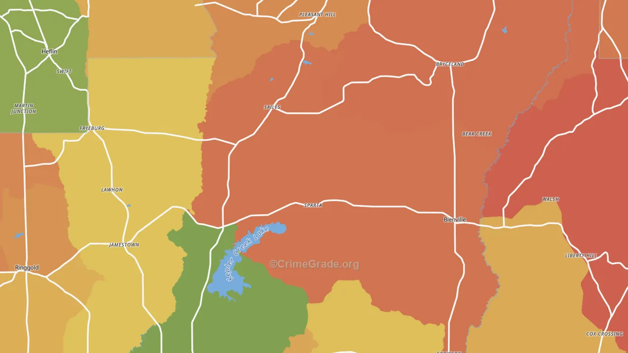 Bienville Parish, LA Map of Murder Rates