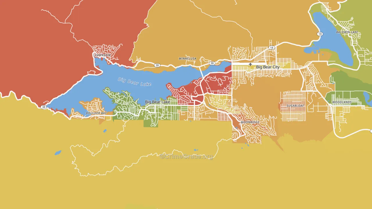 Big Bear Lake, CA Map of Murder Rates