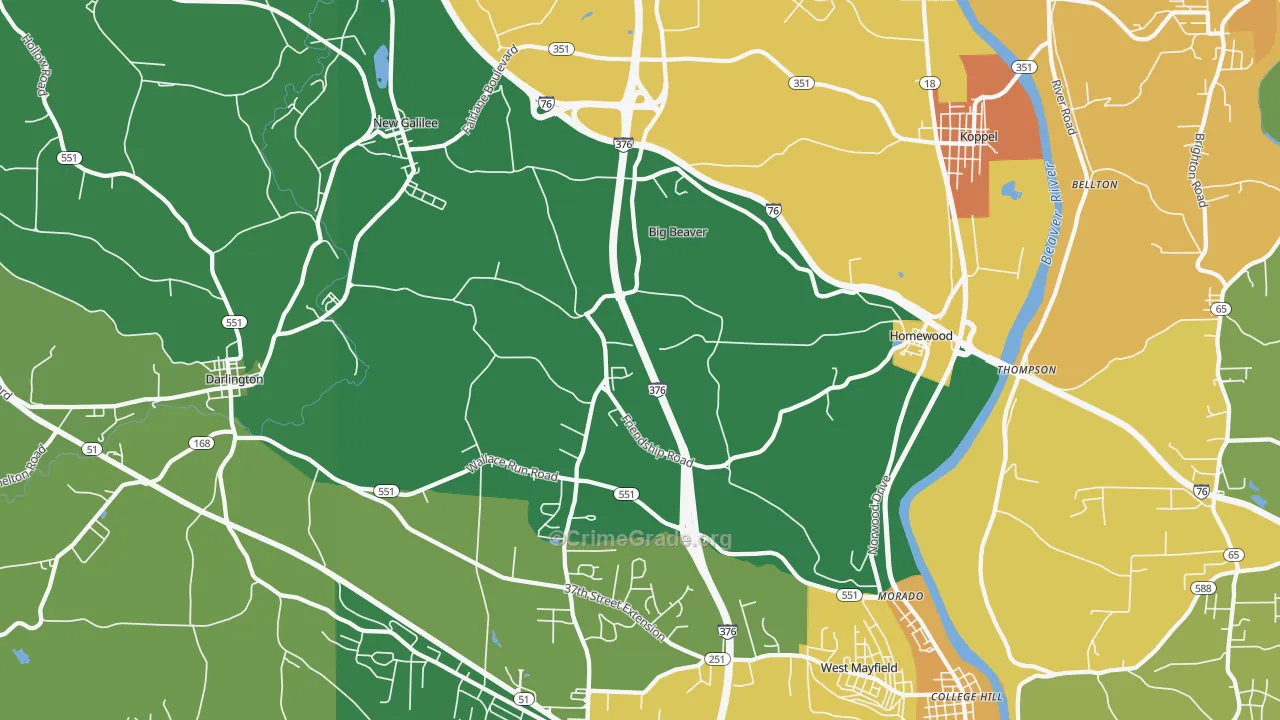 Big Beaver, PA Map of Murder Rates