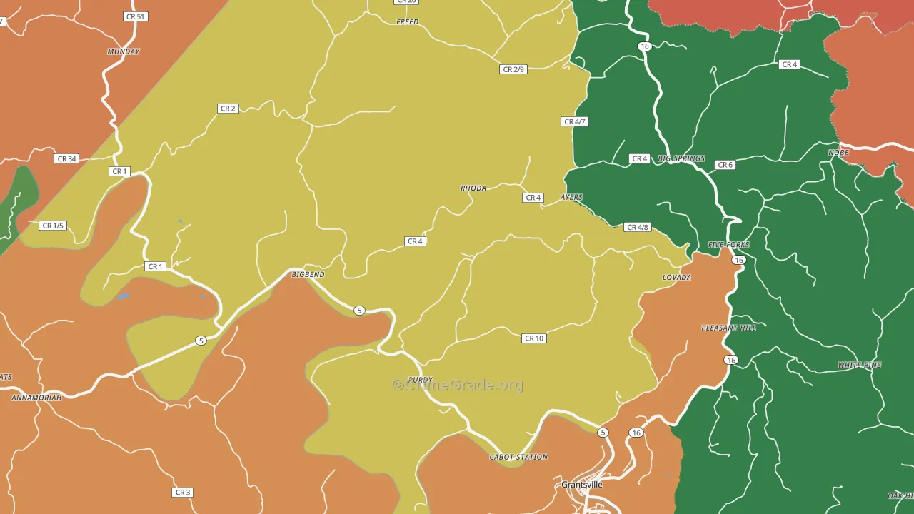 Big Bend, WV Map of Murder Rates
