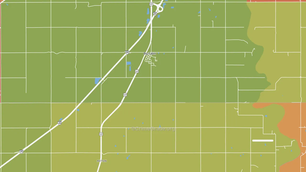 Big Cabin, OK Map of Murder Rates