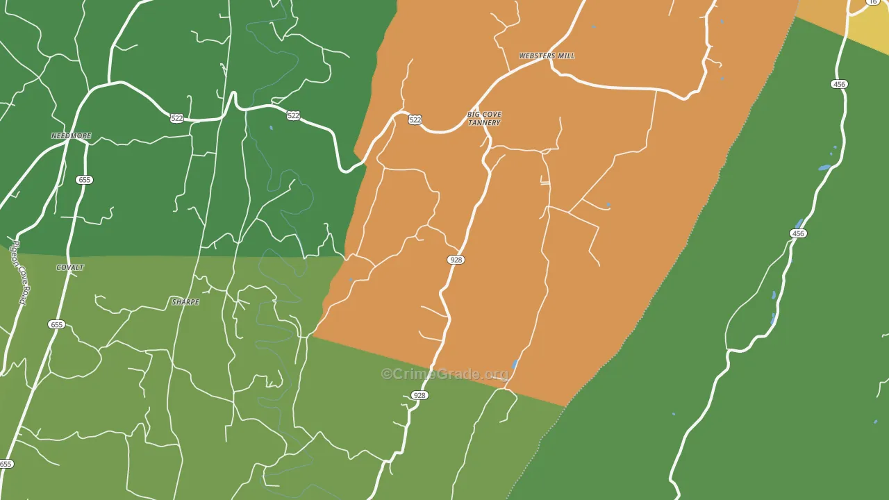 Big Cove Tannery, PA Map of Murder Rates