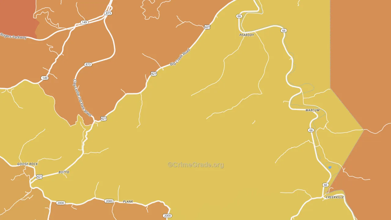 Big Creek, KY Map of Murder Rates