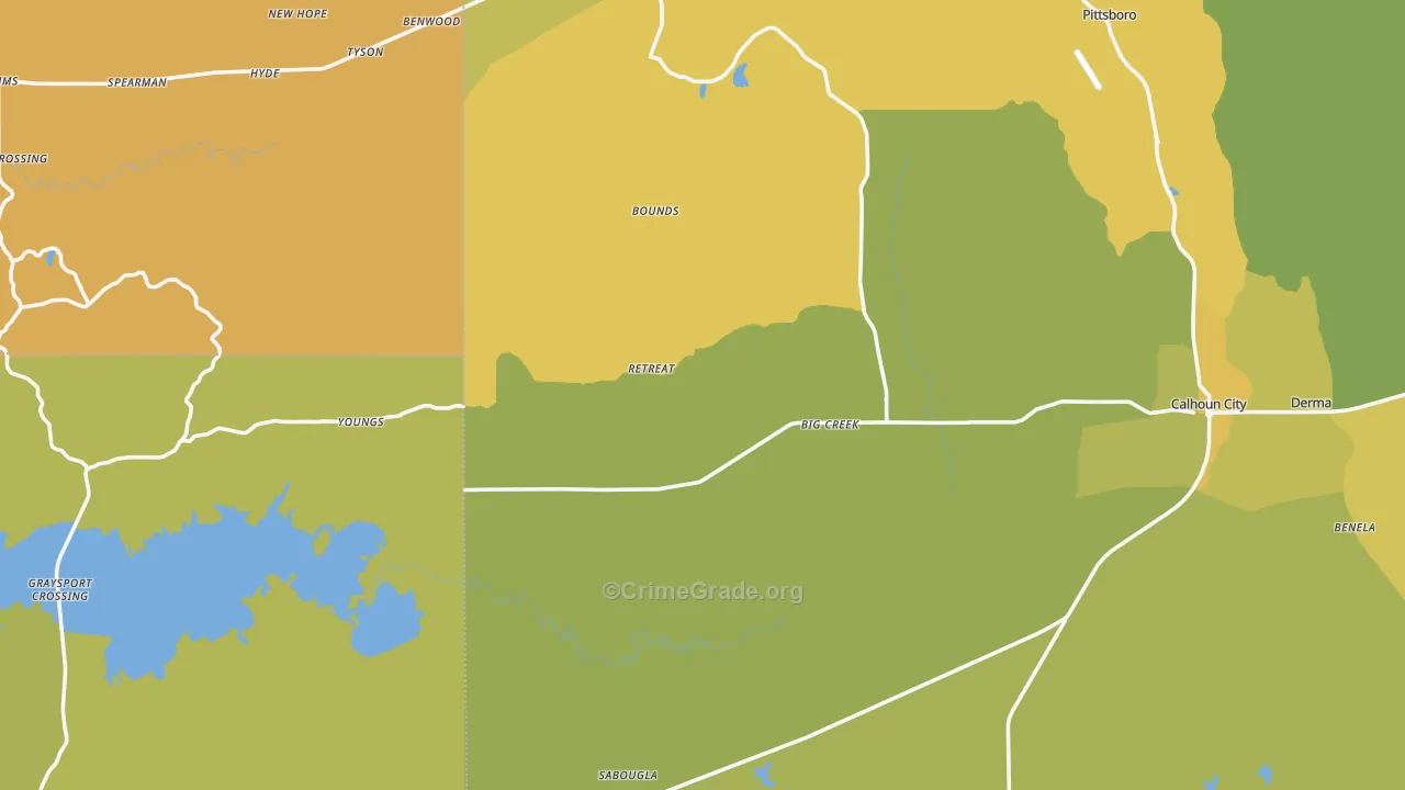 Big Creek, MS Map of Murder Rates