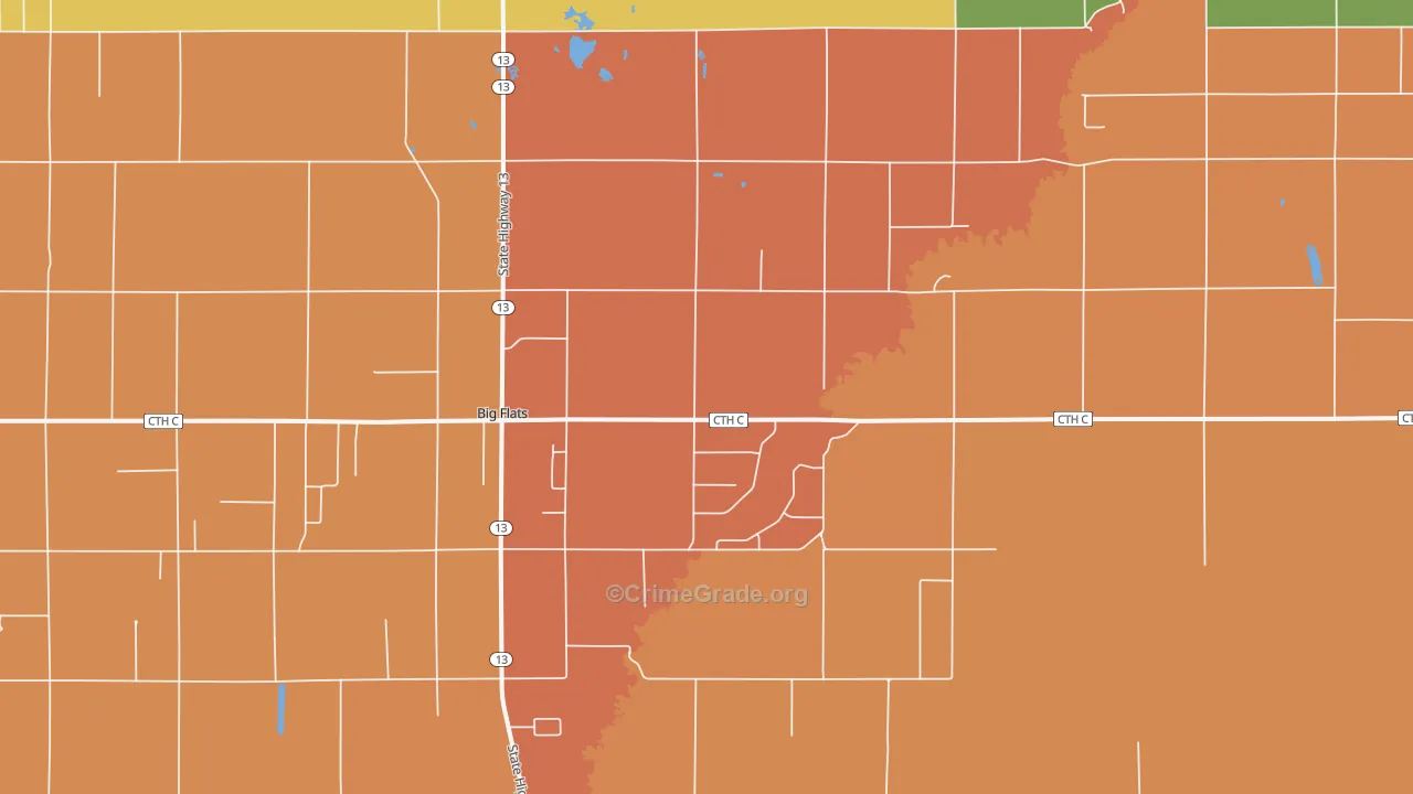 Big Flats, WI Map of Murder Rates