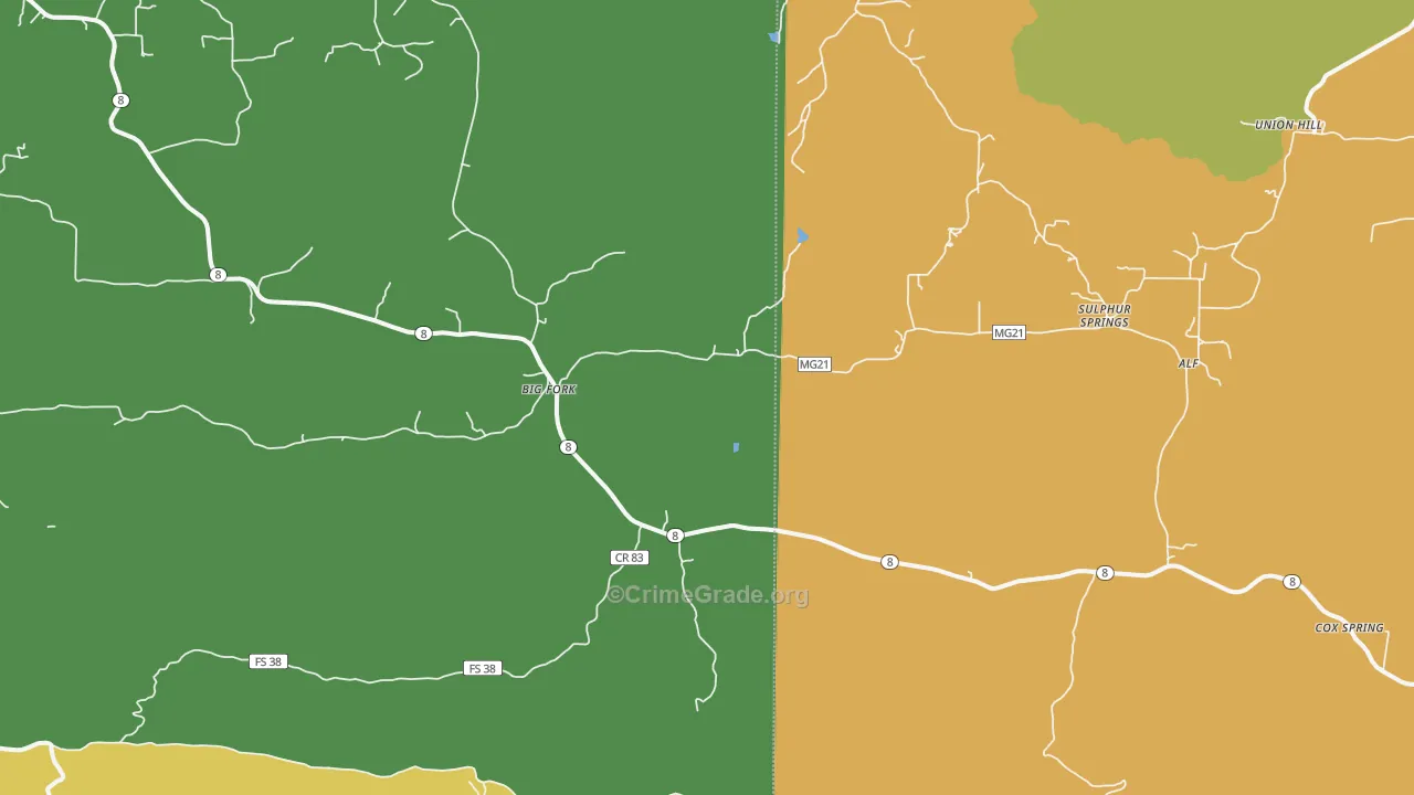 Big Fork, AR Map of Murder Rates