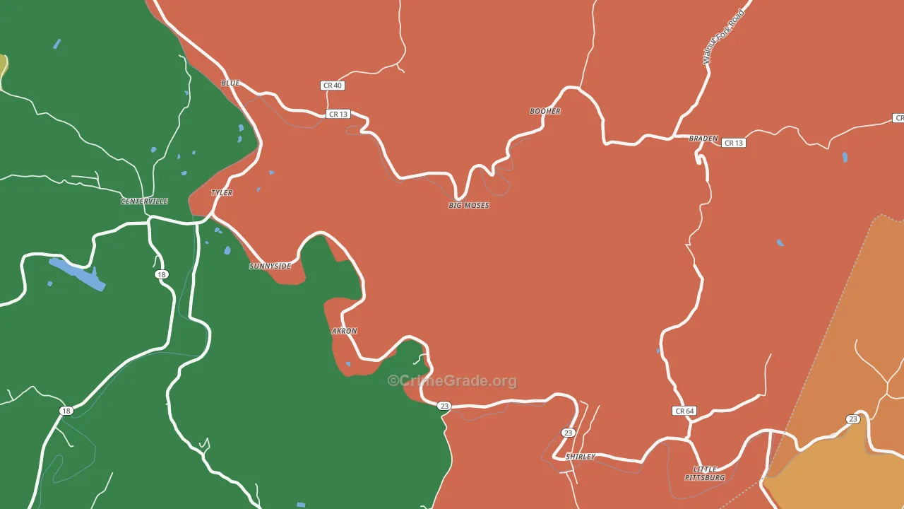 Big Moses, WV Map of Murder Rates