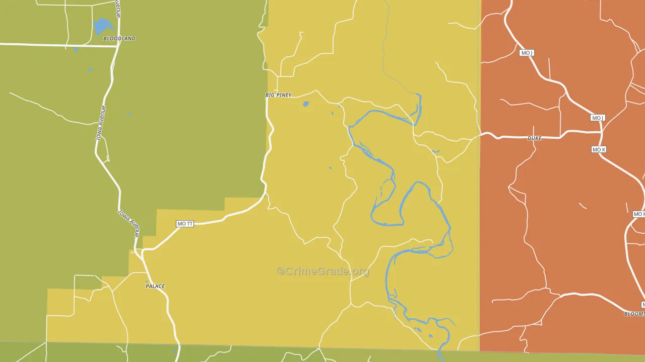 Big Piney, MO Map of Murder Rates