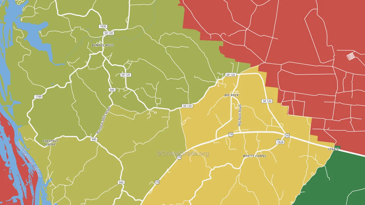 Big Rock, TN Map of Murder Rates