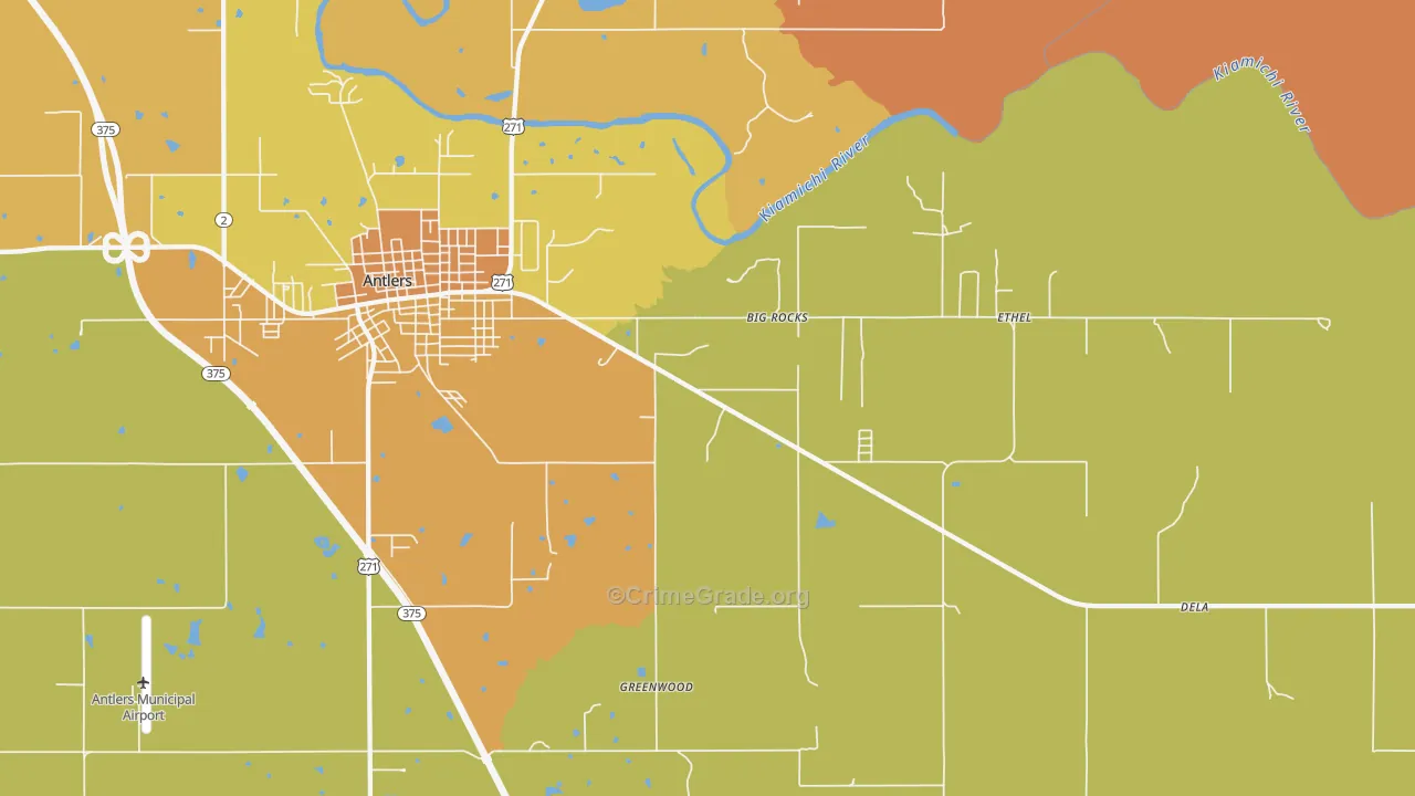 Big Rocks, OK Map of Murder Rates